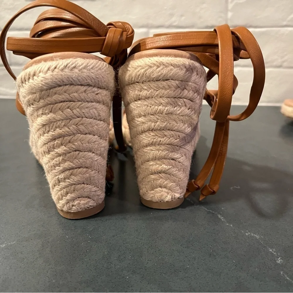 NWT Chelsea & Violet sz 8 Mriah brown leather strappy espadrille sandals